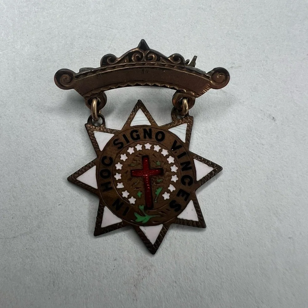 Vintage in Hoc Signo‎ Vinces Knights Templar Masonic Pendant 1800s Early 1900s